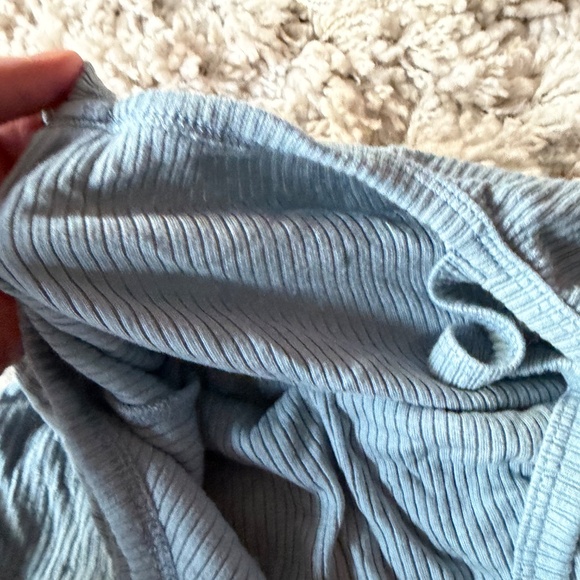 Elegant Blue Ribbed crop top summer teal tank top Camisole for Women. Experience - Picture 4 of 4